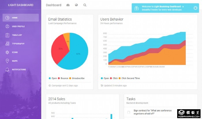 简约市场活动数据管理网站模板