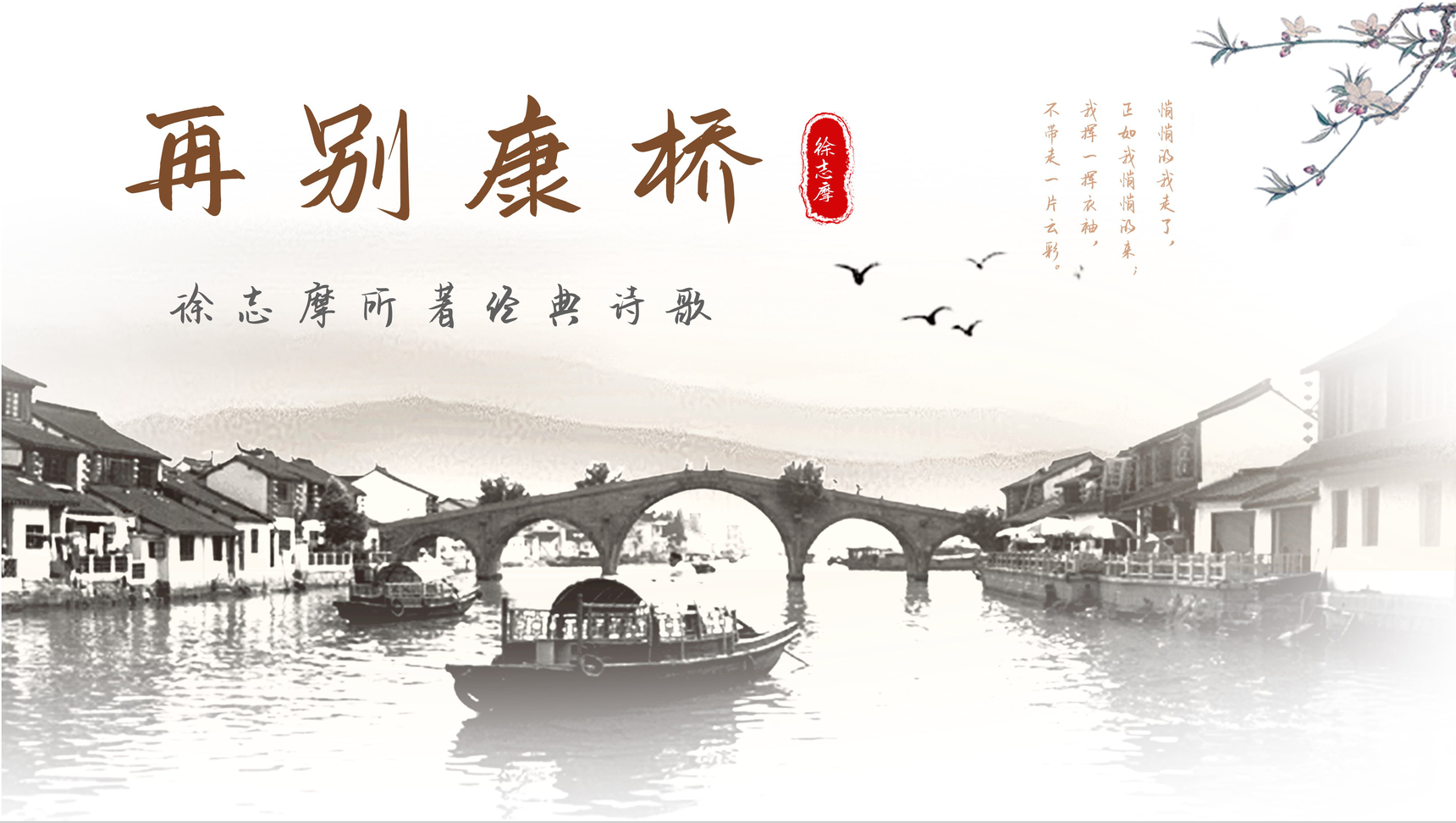 徐志摩诗篇《再别康桥》导读鉴赏学生读后感PPT模板